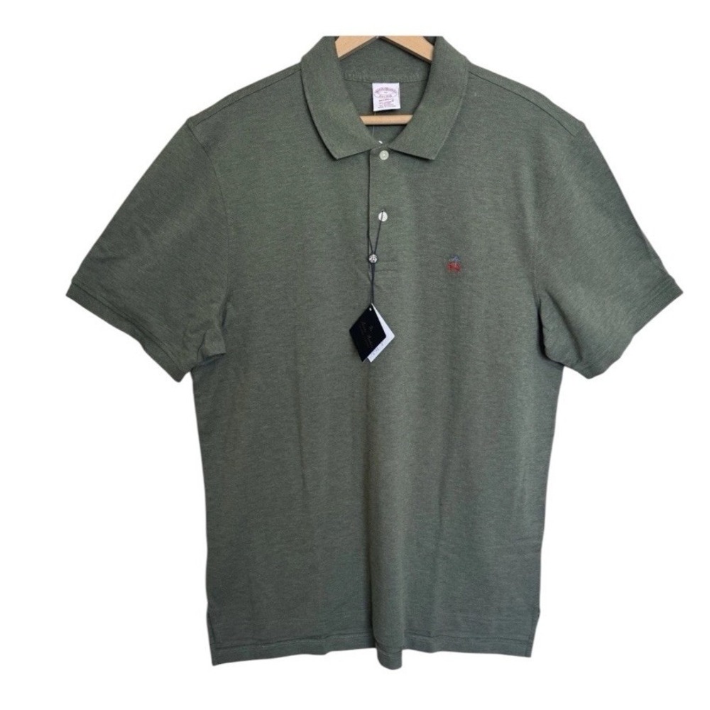 New Brooks Brothers Supima Cotton Polo Shirt Short Sleeve Men's XL Green